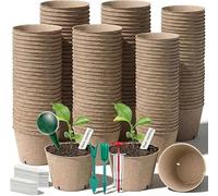 Biodegradable Plant Starting Pots with Drainage Holes for Healthy Root Growth and Easy Transplanting of Flowers Herbs Vegetables in Garden Outdoor(A)
