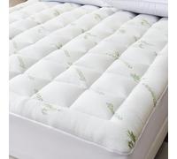 Bioeartha Cooling Mattress Topper Queen - Extra Soft Pillow Top Mattress Pad, Breathable Viscose Made from Bamboo Mattress Protector for Back Pain Relief, Deep Pocket Cover Fits 8-21 Inch