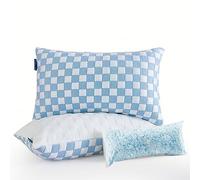 Bioeartha Memory Foam Cooling Bed Pillows: Adjustable Cooling Pillows for Side Back Sleepers Gel Shredded Memory Foam Pillows with Washable Removable Cover & Extra Fill Size Queen-2pcs