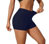 BIOECEUA Gym Shorts for Women, 3" High Waisted Tummy Control Booty Short, Stretch Slim Fit Short for Yoga Workout Dance Biker Navy