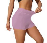 BIOECEUA Gym Shorts for Women, 3" High Waisted Tummy Control Booty Short, Stretch Slim Fit Short for Yoga Workout Dance Biker Purple
