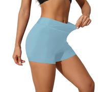 BIOECEUA Gym Shorts for Women, 3" High Waisted Tummy Control Booty Short, Stretch Slim Fit Short for Yoga Workout Dance Biker Blue
