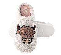 BIOECEUA Highland Cow Slippers for Women Men, Soft Plush Fuzzy House Slipper, Ladies Warm Cozy Comfy Winter Bedroom Shoes for Indoor Outdoor