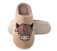 BIOECEUA Highland Cow Slippers for Women Men, Soft Plush Fuzzy House Slipper, Ladies Warm Cozy Comfy Winter Bedroom Shoes for Indoor Outdoor