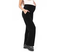 BIOECEUA Women Maternity Flared Leggings Over Bump, High Waisted Soft Stretch Belly Support Pregnancy Trousers with Pockets, Wide Leg Bootcut Yoga Pants for Gym Yoga Workout Casual Black