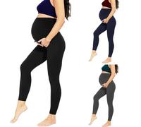 BIOECEUA Women Maternity Leggings Over Bump, High Waisted Soft Stretch Belly Support Pregnancy Trousers for Gym Yoga Workout Casual Black
