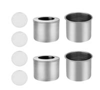 Bioethanol Burner Pot, 4Pcs Stainless Steel Alcohol Box, Ethanol Burner for Combustion Chamber with Fire Extinguisher Cover Set for Balconies, Patios