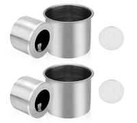 Bioethanol Burner Pot Universal Stainless Steel Combustion Chamber Tank for Table Fireplace, Includes Fibreglass Wool for Bioethanol Ethanol Burner Pot Set for Balconies Patios (1 Set)