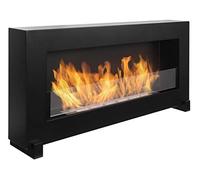 Bioethanol fireplace BOX free-standing 90 x 40 cm with glass panel. 900 x 400 mm bio ethanol fireplace black. A box-shaped bio-fireplace can also be hung on the wall.