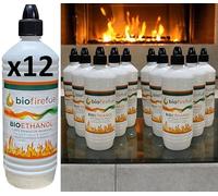 Biofirefuel bioethanol fuel (12 x 1 litre bottles) specially developed for bio ethanol fireplaces, hearths, table top fireplaces, fire pits and bio ethanol built-in hearths.