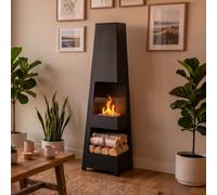 BIOfireplacesGMT Freestanding Biofireplace Pyramid Garden Black Matt Ventless