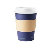 BIOFUTURE 1000 x 8oz Takeaway Disposable Coffee Cups with White Lids and Sleeves - EN 13432 Certified, Biodegradable and Compostable Paper Cups for Coffee, Tea, and Hot Drinks (Blue)