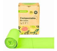 Biofuture 20L Compostable Bin Liners | Fits 19-21L Kitchen Compost & Food Waste Bins | EN13432 Certified Council Food Waste Collection Bags | 80 Bin Liners, 20L