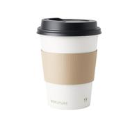 BIOFUTURE 50 x 16oz Takeaway Disposable Coffee Cups with Black Lids and Sleeves - EN 13432 Certified, Biodegradable and Compostable Paper Cups for Coffee, Tea, and Hot Drinks (White)