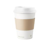 BIOFUTURE 50 x 16oz Takeaway Disposable Coffee Cups with White Lids and Sleeves - EN 13432 Certified, Biodegradable and Compostable Paper Cups for Coffee, Tea, and Hot Drinks (White)