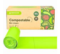 Biofuture 50L x 25 Compostable Bags | Home Compostable & Council Approved | Fits 49-51L Large Garden & Compost Waste Bags | EN13432 Certified