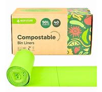 Biofuture 50L x 40 Compostable Bags | Home Compostable & Council Approved | Fits 49-51L Large Garden & Compost Waste Bags | EN13432 Certified
