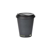 BIOFUTURE Biodegradable Coffee Cups - Black, 50 Count Disposable, 6 Ounce Paper Cups with Lids - Eco-Friendly and 100% Compostable - Ideal for Tea, Coffee, and Hot Drinks (50 Pcs, Black, 6oz)