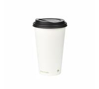 BIOFUTURE Biodegradable Coffee Cups - White, 50 Count Disposable, 16 Ounce Paper Cups with Lids - Eco-Friendly and 100% Compostable - Ideal for Tea, Coffee, and Hot Drinks (50 Pcs, White, 16oz)