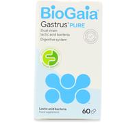 BioGaia Gastrus Pure Probiotics for Gut Health | Dual Strain Patented L. reuteri | Certified FODMAP Friendly for Sensitive Stomachs | No Artificial Sweenters | 60 Capsules