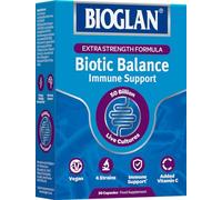 Bioglan Biotic Balance 50 Billion CFU | Vitamin C | Digestive Health & Immune Support | Super Strength | 4 Live Strains | Fridge Free | One Month Supply | 30 capsules