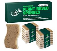 bioGo Biodegradable Sponges Kitchen (White, 12 Count S Shape)