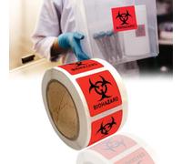 Biohazard Danger Safety Warning Label - 1"x1" Self Adhesive Decal Sign Sticker, High TEMP Resistance, Waterproof (250 Pcs/Roll)
