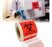 Biohazard Danger Safety Warning Label - 2"x2" Self Adhesive Decal Sign Sticker, High TEMP Resistance, Waterproof (250 Pcs/Roll)