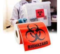Biohazard Danger Safety Warning Label - 4"x4" Self Adhesive Decal Sign Sticker, High TEMP Resistance, Waterproof (250 Pcs/Roll)
