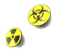 Biohazard & Radioactive Radiation Toxic Danger Dangerous Disease Warning Nuclear Fallout Yellow Metal Enamel Pin Badge Pack of 2