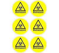 Biohazard sign, 100mm circle - Pack of 6 stickers on A4 sheet