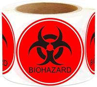Biohazard Warning Stickers Sign 2 Inch Biological Warning Hazard Labels Use for Labs Hospitals and Industrial- 250 Pcs Universal Biohazard Symbol Sticker Decals