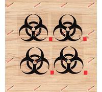 Biohazard Warning Symbol Sign Decal Sticker Car Truck Vinyl - 4 Pack Black, 7.6cm - Die-Cut No Background for Car Boat Window Toolbox