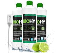 BiOHY Dishwasher Detergent for Commercial use (3 x 1l Bottle) + Dispenser | Phosphate-Free |Concentrate for Gastronomy | Radiant Shine Due to Outstanding Fat Dissolving Formula (Geschirrreiniger)