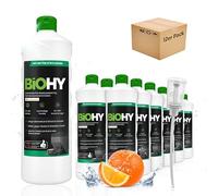 BiOHY Floor Cleaning Robot Cleaning Agent with Orange Scent (12 x 1l Bottle) + Dispenser | Specially Developed for Cleaning Stations | Extends The lifespan of The Extraction Station (Wischroboter