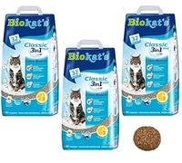 Biokat Classic Fresh 3in1 Cotton Blossom Scented Cat Litter 30L Antibacterial Disposable And Hypoallergenic Hygiene Granules With Smell Control Formula Combined With 4.5cm Natural Catnip Ball