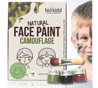 BioKidd Natural Face and Body Paint Army Camouflage Washable Cream Kit - Face Painting Set for Kids and Adults- 3 Colours (Green, Brown, Black)