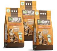 BioKitty Clumping Cat Litter, 30L Highly Absorbent Natural Bentonite Minerals Cat Litter, Long Lasting Odour Control, Maximum Hygiene with Strong Clumping (Aloe Vera, Pack of 3)