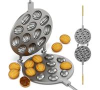 BIOL Heavy Oreshki Mold Oven Cookie Maker Oreshnitsa - 12 Nuts Shaped Molds for Sweet Russian Oreshki - Metal Form for Baking
