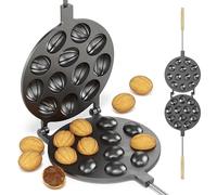 BIOL Heavy Oreshki Mold Oven Cookies Maker Oreshnitsa 12 Nuts Oreshki with Non-Stick Coating - Cookie Mold Oreshek Cake - Nut Cookie Shaped Molds - Metal Mold Form Nuts for Sweet Russian
