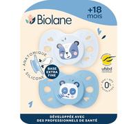 BIOLANE - Anatomical Animal Teat - Extra-fine Pacifiers 18+ Months - Two-Tone Blue- Flat and Reversible Teat- Optimal Comfort- Respect for Oral Development - Safe/Durable Materials