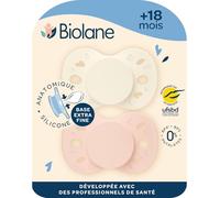 BIOLANE - Anatomical Teat - Extra-fine Pacifiers - 18 Months and up- Pink and Beige- Flat and Reversible Teat- Optimal Comfort- Respect for Oral Development- Safe and Durable Materials