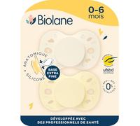 BIOLANE - Anatomical Teat- Extra-fine Pacifiers- from 0 to 6 Months- Yellow and Beige- Flat and Reversible Teat- Optimal Comfort- Respect for Oral Development- Safe and Durable Materials