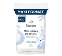 BIOLANE - Pack of 12 Maxi Cotton Squares - Baby - 100% Organic - 720 Cotton Pads - Sensitive Skin - Changing & Grooming - From Birth - Made in France
