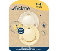 BIOLANE - Round teats - Extra-fine Pacifiers - 0 to 6 Months - Yellow and Beige- Natural Rubber Nipple- Respect for Oral Development- Soft and Comfortable- Renewable Materials