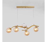 BIOLCA 4-Light Sputnik Chandelier, Brushed Brass Pendant Lighting, Bird Linear Hanging Pendant Lighting for Kitchen Island Living Dining Room,DD