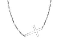 BIOLIVING 925 Sterling Silver Tiny Cross Necklace For Women Sideway Cross Choker Custom Personalized Gift For Her Fine Jewelry