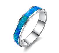 BIOLIVING Fashion Silver Color Ring Blue Fire Opal Jewelry For Women 2018 New Year Best Gifts Wedding Engagement Rings