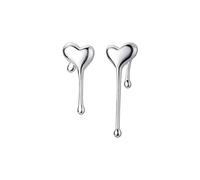 BIOLIVING Real 925 Sterling Silver Fashion Asymmetric Romantic Heart Stud Earrings For Women Wedding Party Fine Jewelry