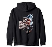 Biological Heavy Machinery Funny Horse Equestrian Design Zip Hoodie
